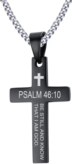 VNOX Cross Necklaces for Men Boys Christian Jewelry Religious Quote Baptism Prayer