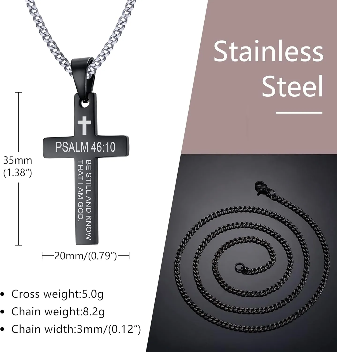 VNOX Cross Necklaces for Men Boys Christian Jewelry Religious Quote Baptism Prayer