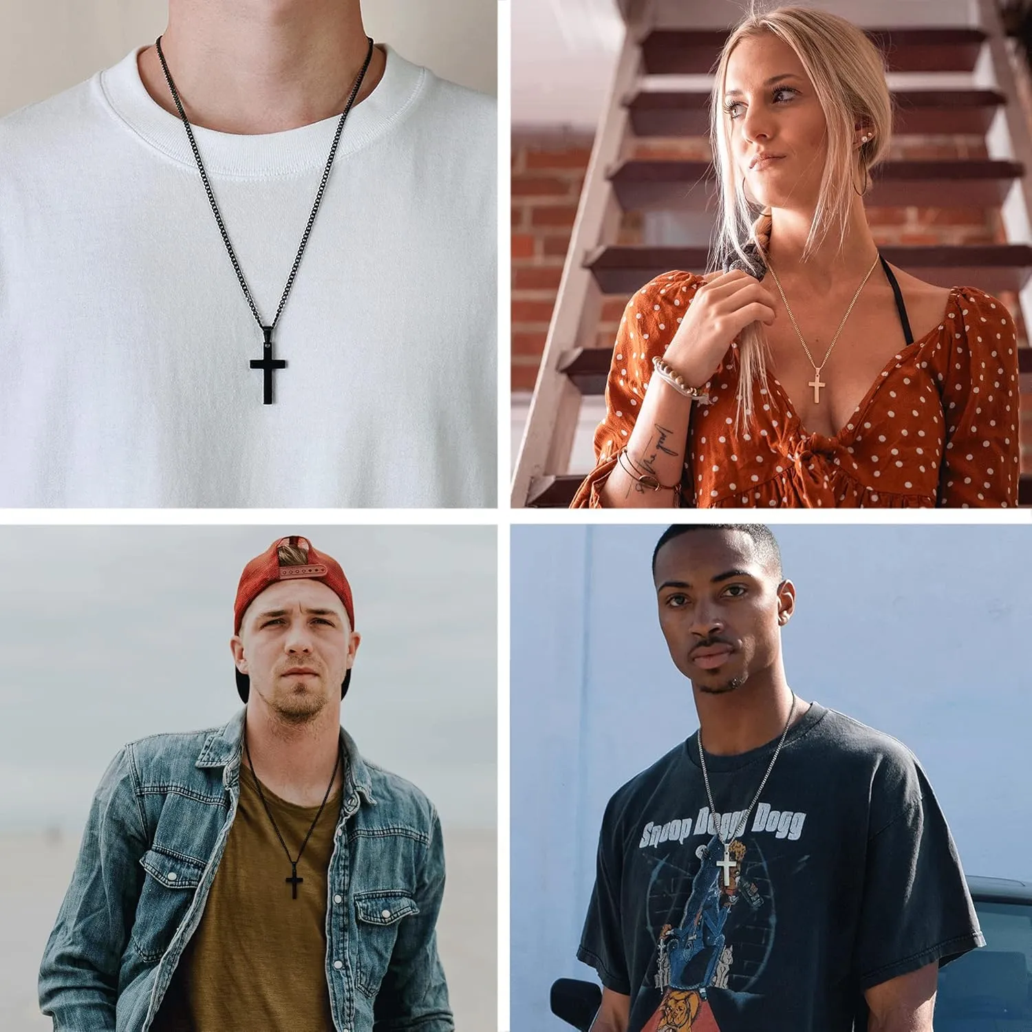 VNOX Cross Necklaces for Men Boys Christian Jewelry Religious Quote Baptism Prayer