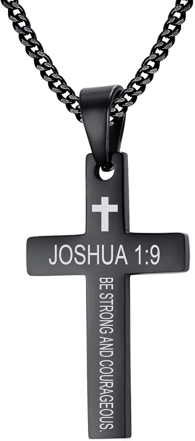VNOX Cross Necklaces for Men Boys Christian Jewelry Religious Quote Baptism Prayer