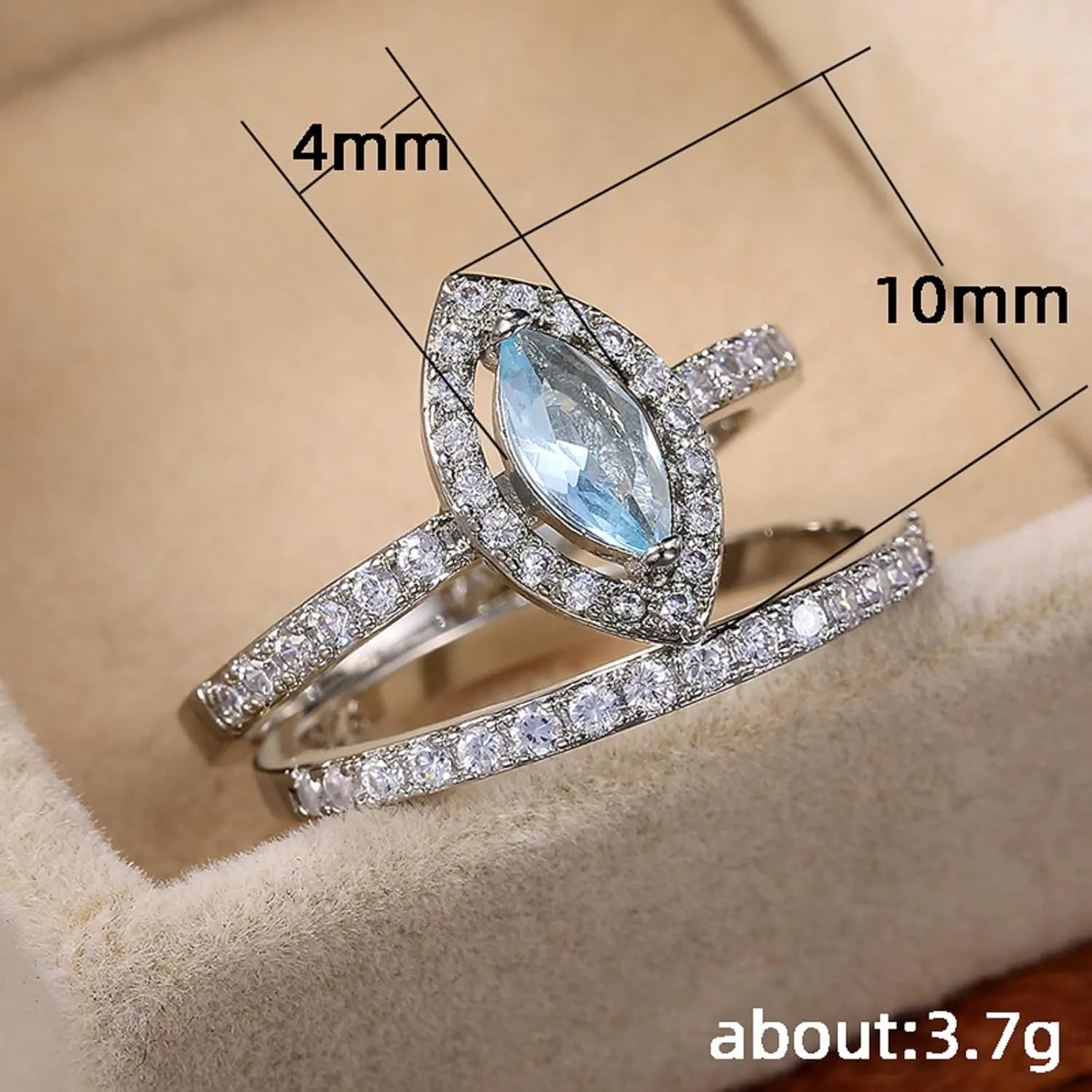 Vsoruln Matching Promise Rings for Couples, Sky Blue Emerald Imitation Evil Eye Zircon Ring Engagement Wedding Ring Band Sets for Him and Her Silver Plated CZ Single Row of Diamonds Couples Gifts (8)