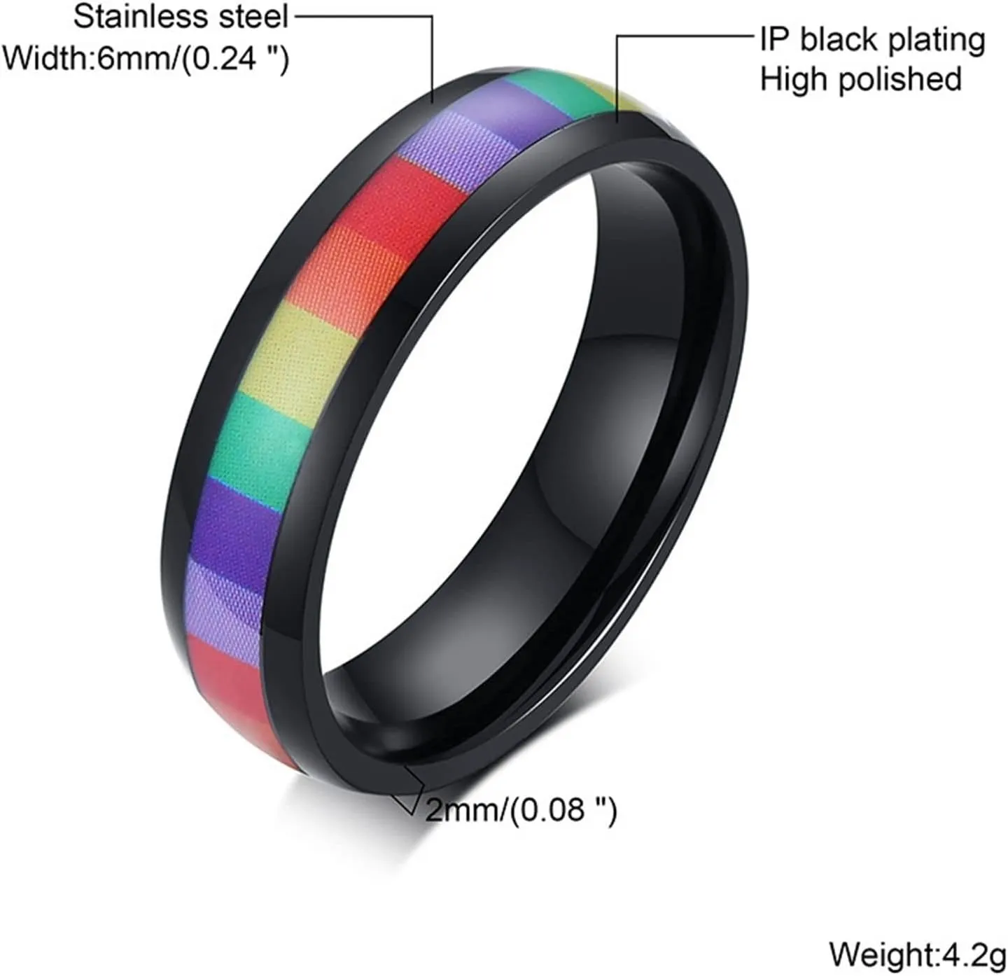 Wedding Rings Engraved Couple Rings Women and Men,Stainless Steel Eternity Ring 6MM Black Ring with LGBT Wedding Rings Couple