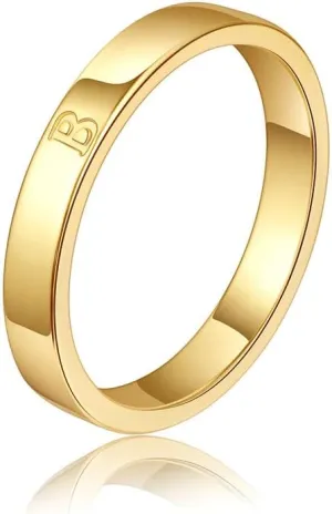 WFYOU 18K Gold Filled Initial Rings for Women that Don't Tarnish Dainty Gold Initial Ring Alphabet Letter Rings Wedding Bands Stackable Thin Thumb Pinky Finger Rings Gold Jewelry Gifts for Women