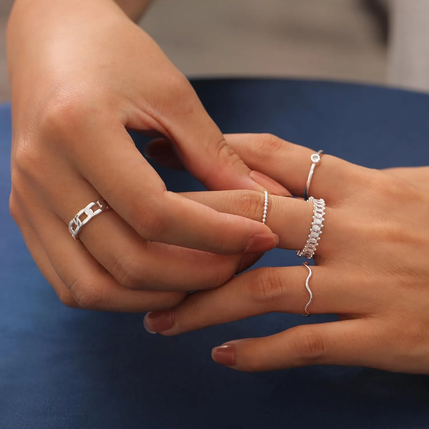 WFYOU Gold Rings for Women Non Tarnish 8PCS 14K Gold Plated Stacking Ring for Women Band Simple Cute Stackable Knuckle Silver Rings for Women Dainty Gold Statement Ring Set Size 4-11 Jewelry