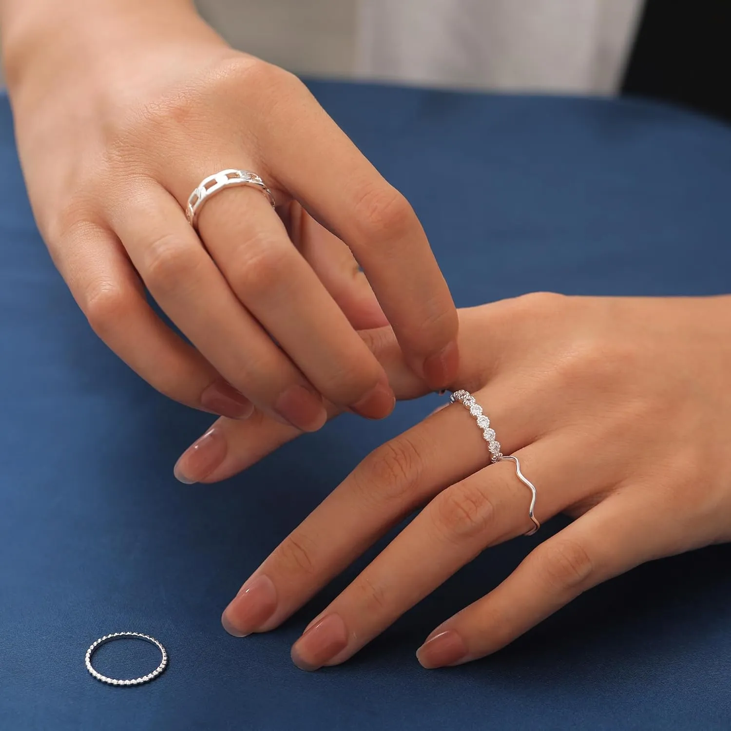 WFYOU Gold Rings for Women Non Tarnish 8PCS 14K Gold Plated Stacking Ring for Women Band Simple Cute Stackable Knuckle Silver Rings for Women Dainty Gold Statement Ring Set Size 4-11 Jewelry