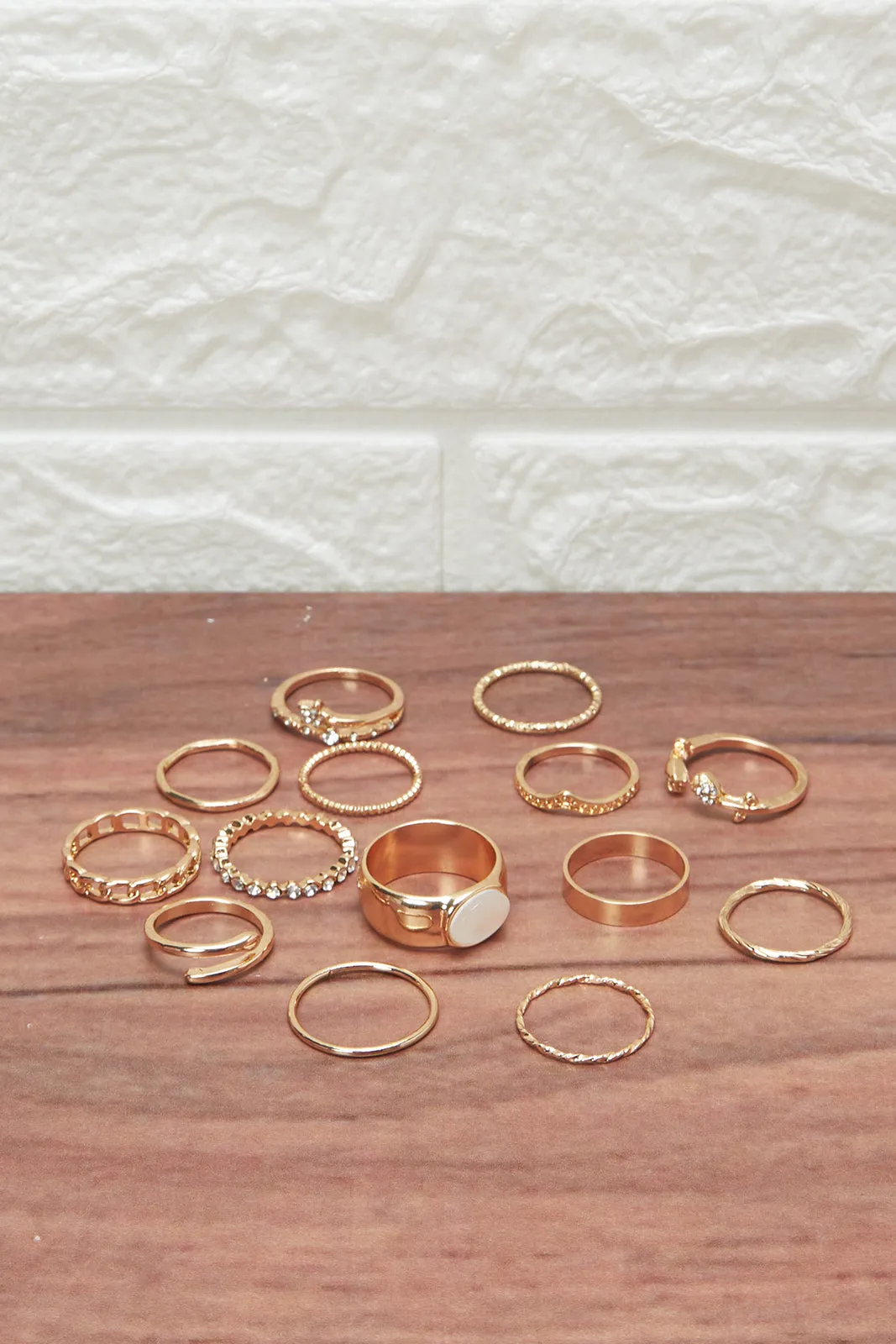 Women Gold Embellished Ring Set (12 Piece)