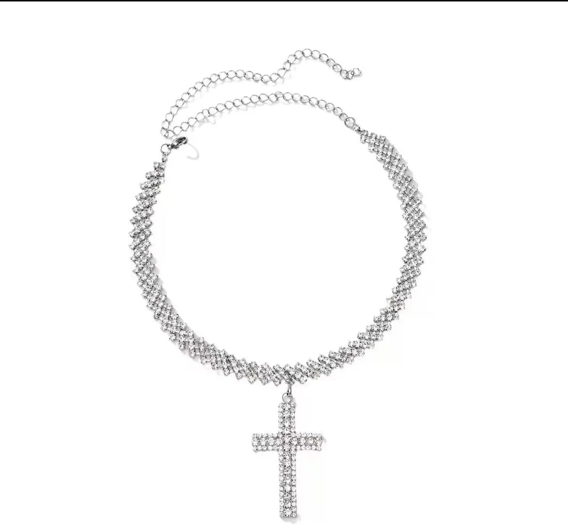 Women's Personality Popular Jewelry, Full of Diamond Cross Necklaces; Exaggerated Corset Choker
