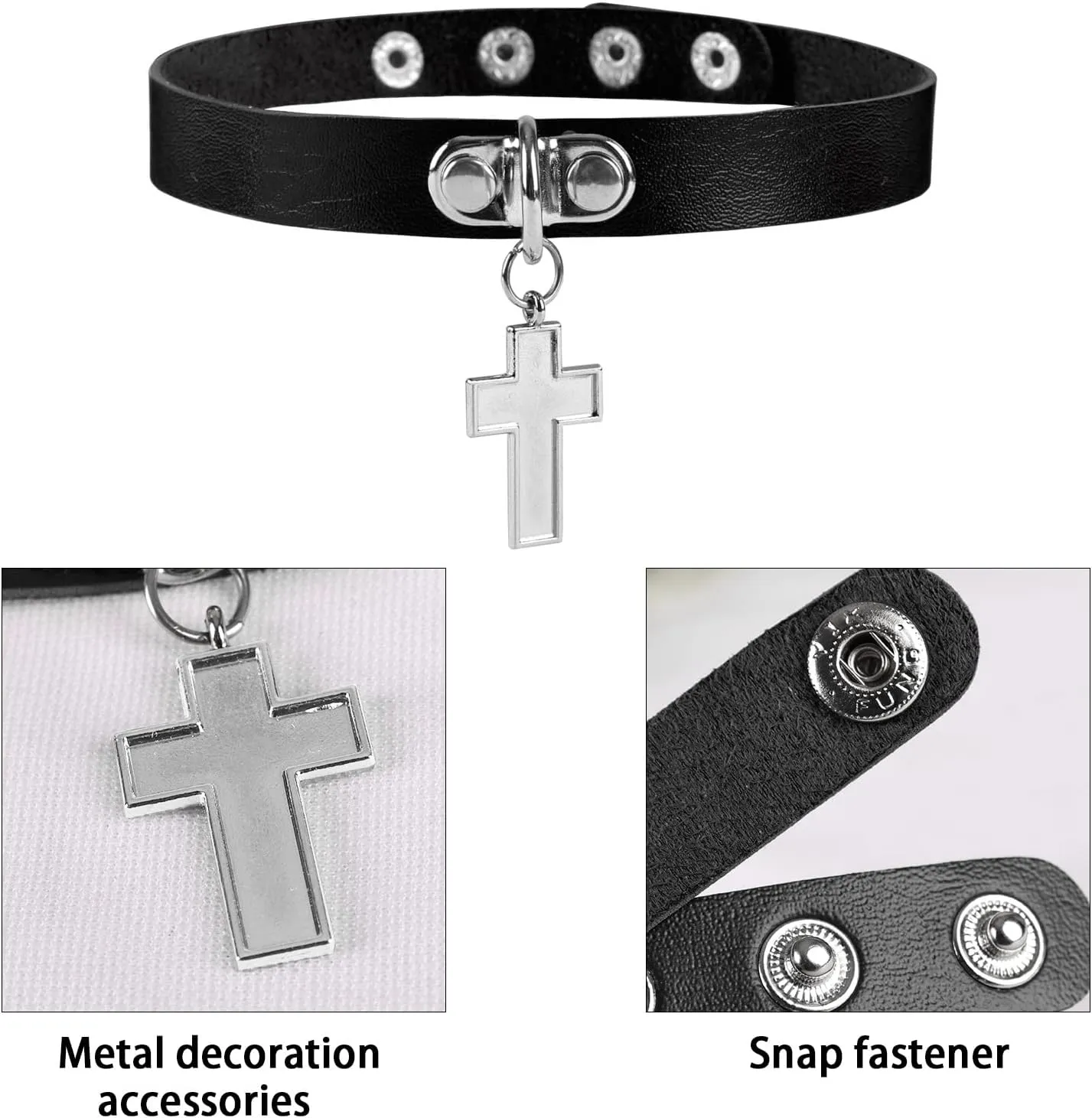 Womens Punk Gothic Pu Leather Necklace Cross Necklaces For Pendant Choker Collar Necklace Dance Club Party Rave