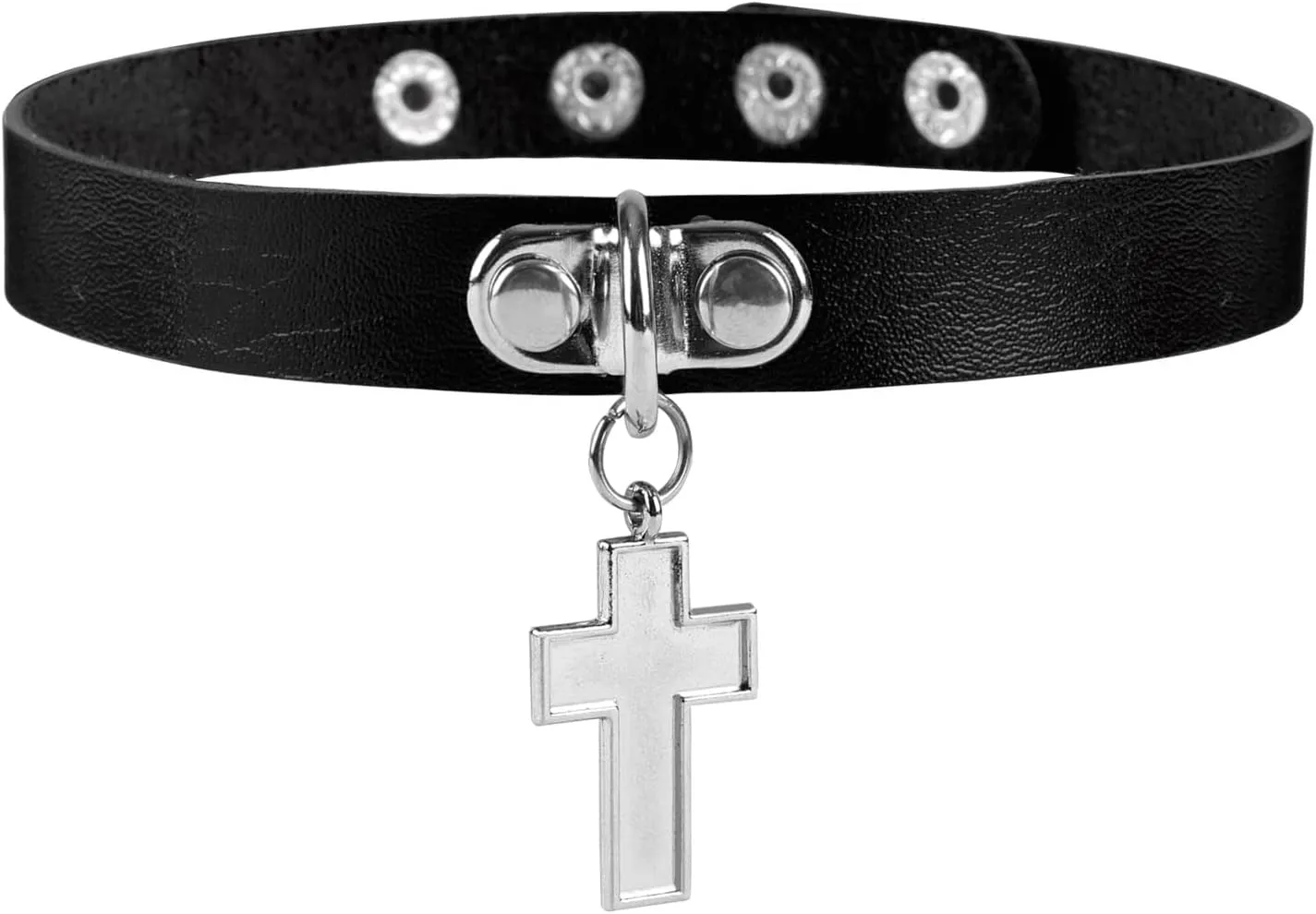 Womens Punk Gothic Pu Leather Necklace Cross Necklaces For Pendant Choker Collar Necklace Dance Club Party Rave