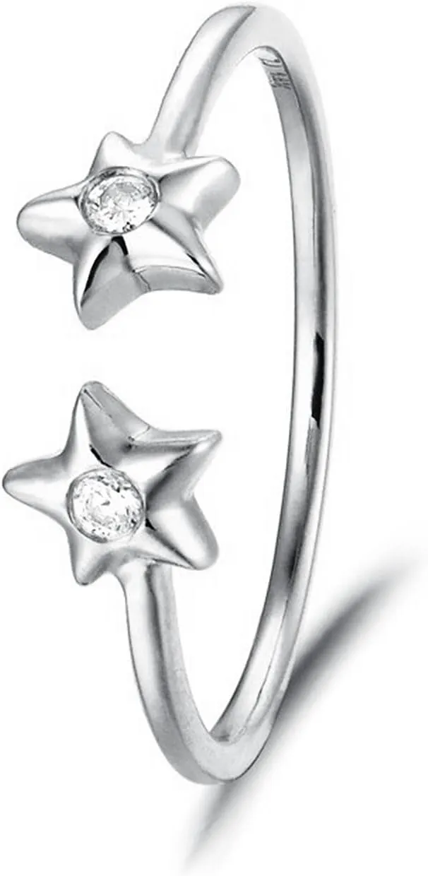 Wycian Birthstone Rings, Natural Diamond Anniversary Ring Star White Round Diamond Stackable for Women Anniversary Promise Ring for Gf