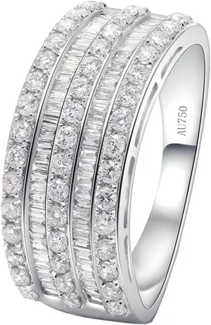 Wycian Graduation Ring, 18K Gold Rings for Women Non Tarnish Diamond Band Channel Stackable Knuckle for Birthday