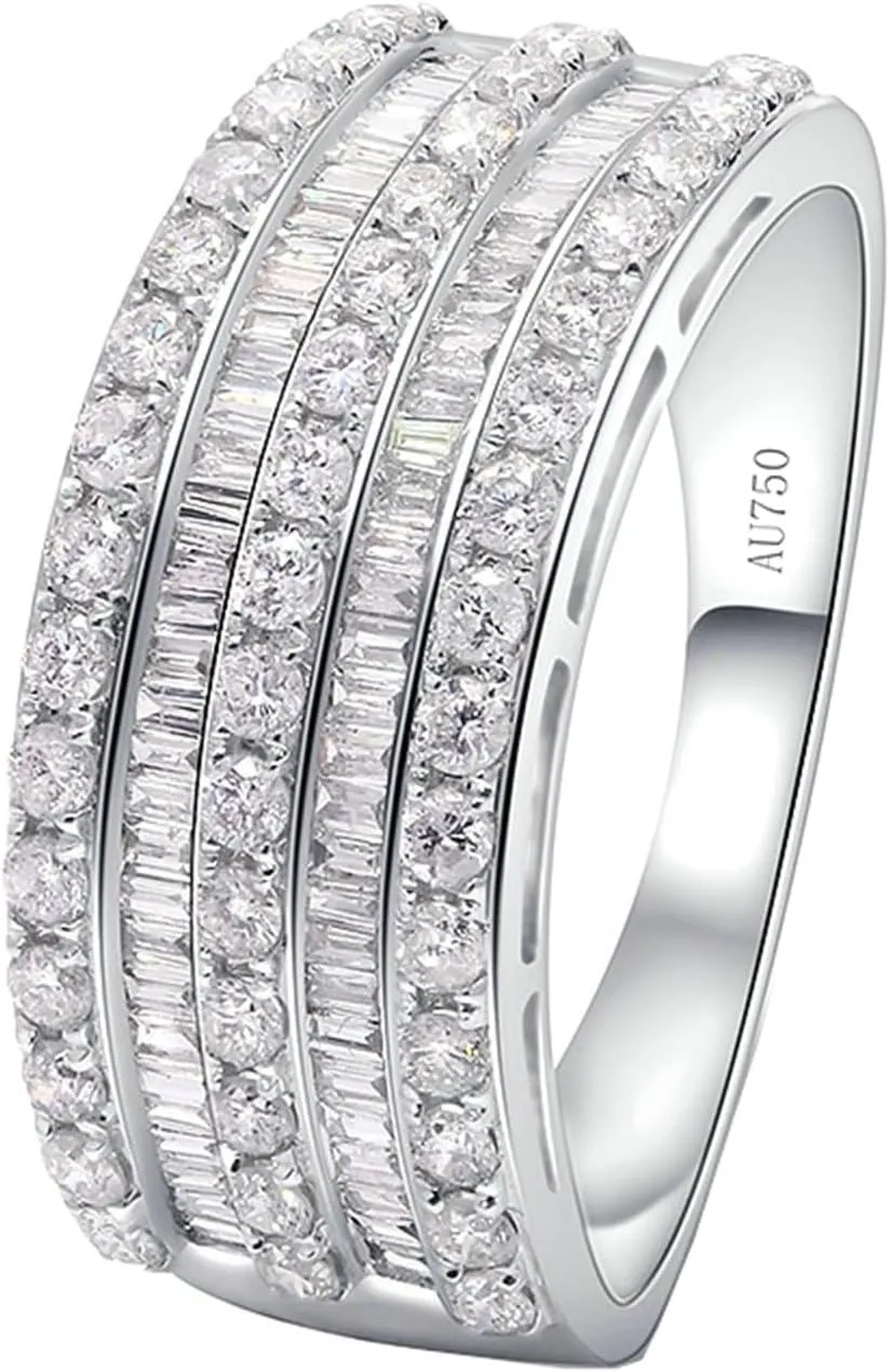 Wycian Graduation Ring, 18K Gold Rings for Women Non Tarnish Diamond Band Channel Stackable Knuckle for Birthday