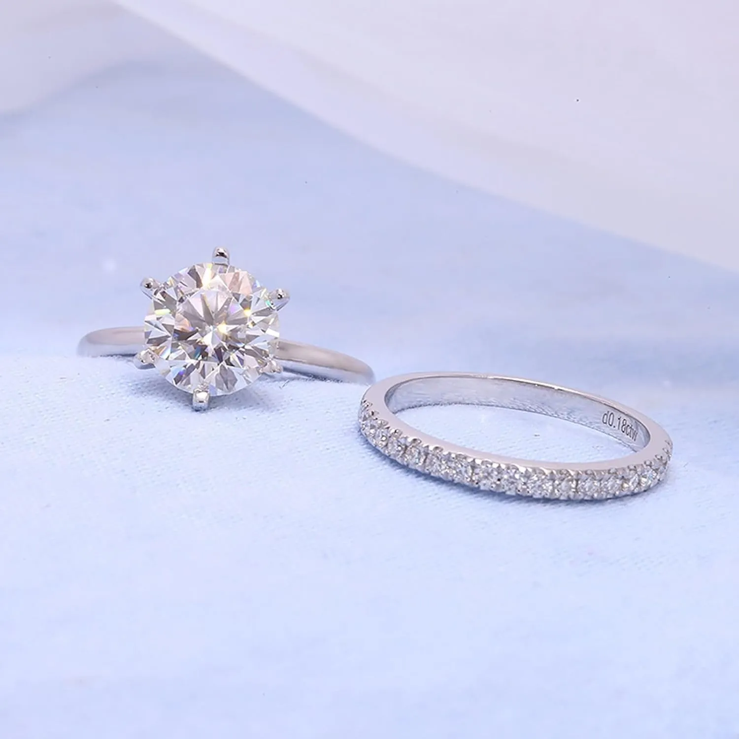 Wycian Promise Ring Engraved, 18Kt Gold Ring White Round Created Diamond Stackable Knuckle for Women Engagement