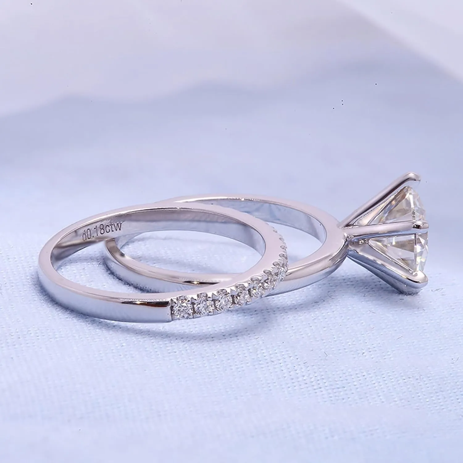 Wycian Promise Ring Engraved, 18Kt Gold Ring White Round Created Diamond Stackable Knuckle for Women Engagement