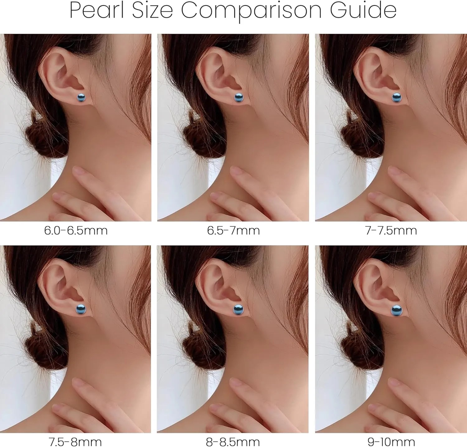 YAMI Akoya Black Pearl Earrings, Round Saltwater Cultured Pearls with 925 Sterling Silver Stud Earrings, Hypoallergenic Jewelry Gifts for Women and Men 6.0-10MM