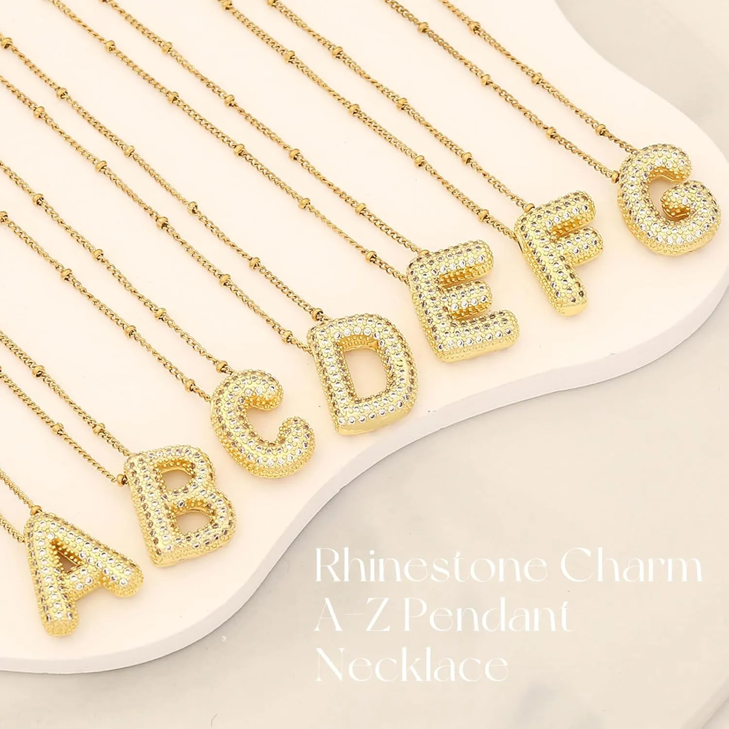 YANCHUN Letter Necklace Gold Layered Initial Necklaces for Women Rhinestone Charm A-Z Pendant Necklace Dainty Layered Paperclip Chain Letter Pendant Necklaces