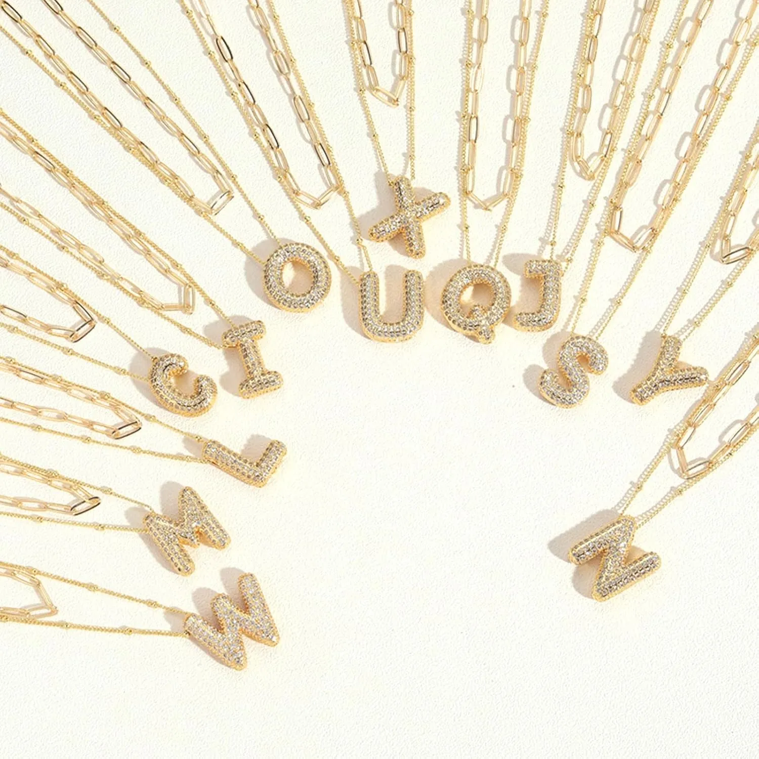 YANCHUN Letter Necklace Gold Layered Initial Necklaces for Women Rhinestone Charm A-Z Pendant Necklace Dainty Layered Paperclip Chain Letter Pendant Necklaces