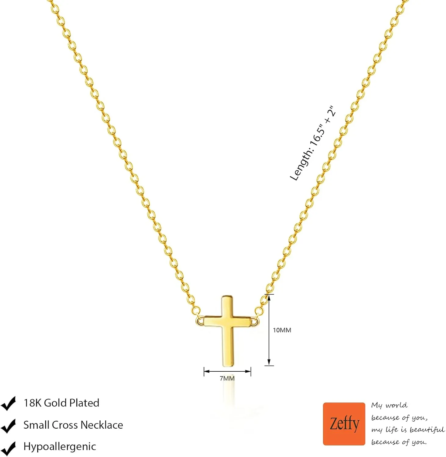Zeffy Cross Necklace for Women, 18k Gold/Silver Plated Tiny Cross Pendant Necklace Simple Layered Cross Necklaces Gold Jewelry for Women