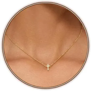 Zeffy Cross Necklace for Women, 18k Gold/Silver Plated Tiny Cross Pendant Necklace Simple Layered Cross Necklaces Gold Jewelry for Women